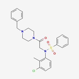 molecular formula C26H28ClN3O3S B3933008 N-[2-(4-benzyl-1-piperazinyl)-2-oxoethyl]-N-(3-chloro-2-methylphenyl)benzenesulfonamide 