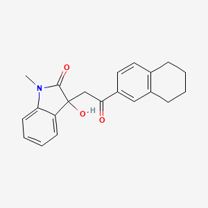 molecular formula C21H21NO3 B3933018 3-hydroxy-1-methyl-3-[2-oxo-2-(5,6,7,8-tetrahydro-2-naphthalenyl)ethyl]-1,3-dihydro-2H-indol-2-one 