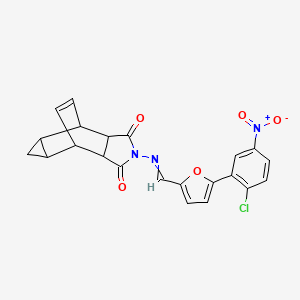 molecular formula C22H16ClN3O5 B3933034 4-({[5-(2-chloro-5-nitrophenyl)-2-furyl]methylene}amino)-4-azatetracyclo[5.3.2.0~2,6~.0~8,10~]dodec-11-ene-3,5-dione 