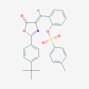 molecular formula C27H25NO5S B393306 2-[(2-(4-tert-butylphenyl)-5-oxo-1,3-oxazol-4(5H)-ylidene)methyl]phenyl 4-methylbenzenesulfonate 