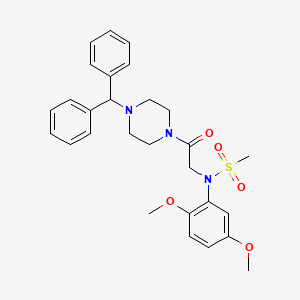 molecular formula C28H33N3O5S B3933062 N-(2,5-dimethoxyphenyl)-N-{2-[4-(diphenylmethyl)-1-piperazinyl]-2-oxoethyl}methanesulfonamide 