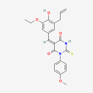 molecular formula C23H22N2O5S B3933105 5-(3-allyl-5-ethoxy-4-hydroxybenzylidene)-1-(4-methoxyphenyl)-2-thioxodihydro-4,6(1H,5H)-pyrimidinedione 