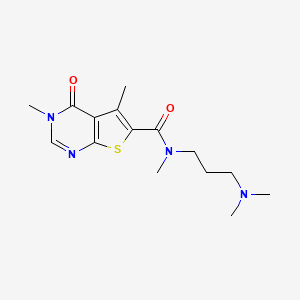 molecular formula C15H22N4O2S B3933111 N-[3-(dimethylamino)propyl]-N,3,5-trimethyl-4-oxo-3,4-dihydrothieno[2,3-d]pyrimidine-6-carboxamide 