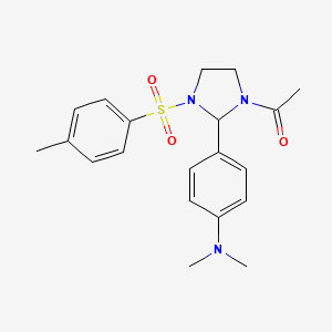 (4-{1-acetyl-3-[(4-methylphenyl)sulfonyl]-2-imidazolidinyl}phenyl)dimethylamine