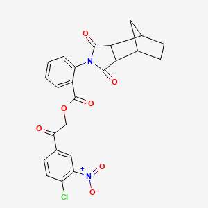 molecular formula C24H19ClN2O7 B3933212 2-(4-chloro-3-nitrophenyl)-2-oxoethyl 2-(3,5-dioxo-4-azatricyclo[5.2.1.0~2,6~]dec-4-yl)benzoate 