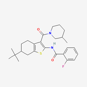 molecular formula C26H33FN2O2S B3933225 N-{6-tert-butyl-3-[(3-methyl-1-piperidinyl)carbonyl]-4,5,6,7-tetrahydro-1-benzothien-2-yl}-2-fluorobenzamide 