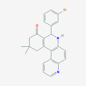 molecular formula C24H21BrN2O B3933238 8-(3-bromophenyl)-11,11-dimethyl-8,10,11,12-tetrahydrobenzo[a]-4,7-phenanthrolin-9(7H)-one 