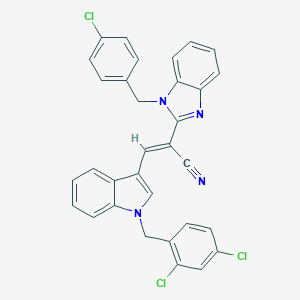 molecular formula C32H21Cl3N4 B393325 2-[1-(4-chlorobenzyl)-1H-benzimidazol-2-yl]-3-[1-(2,4-dichlorobenzyl)-1H-indol-3-yl]acrylonitrile 