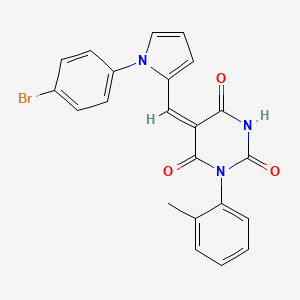 molecular formula C22H16BrN3O3 B3933254 5-{[1-(4-bromophenyl)-1H-pyrrol-2-yl]methylene}-1-(2-methylphenyl)-2,4,6(1H,3H,5H)-pyrimidinetrione 