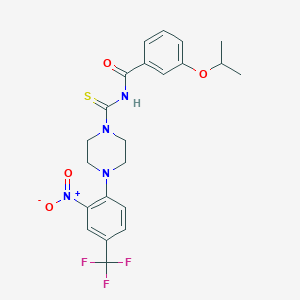 molecular formula C22H23F3N4O4S B3933329 3-isopropoxy-N-({4-[2-nitro-4-(trifluoromethyl)phenyl]-1-piperazinyl}carbonothioyl)benzamide 