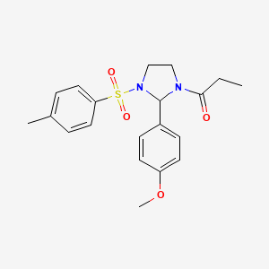 2-(4-methoxyphenyl)-1-[(4-methylphenyl)sulfonyl]-3-propionylimidazolidine