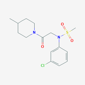 molecular formula C15H21ClN2O3S B3933350 N-(3-chlorophenyl)-N-[2-(4-methyl-1-piperidinyl)-2-oxoethyl]methanesulfonamide 