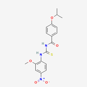 molecular formula C18H19N3O5S B3933358 4-isopropoxy-N-{[(2-methoxy-4-nitrophenyl)amino]carbonothioyl}benzamide 
