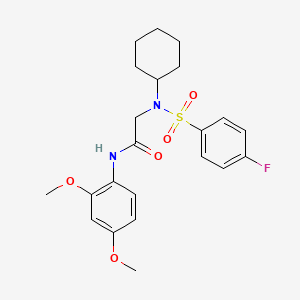 molecular formula C22H27FN2O5S B3933372 N~2~-cyclohexyl-N~1~-(2,4-dimethoxyphenyl)-N~2~-[(4-fluorophenyl)sulfonyl]glycinamide 