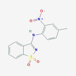 molecular formula C14H11N3O4S B393338 3-{2-Nitro-4-methylanilino}-1,2-benzisothiazole 1,1-dioxide 