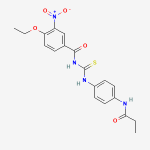 molecular formula C19H20N4O5S B3933389 4-ethoxy-3-nitro-N-({[4-(propionylamino)phenyl]amino}carbonothioyl)benzamide 