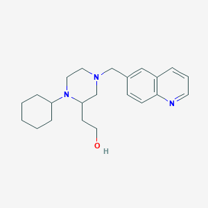 molecular formula C22H31N3O B3933402 2-[1-cyclohexyl-4-(6-quinolinylmethyl)-2-piperazinyl]ethanol 
