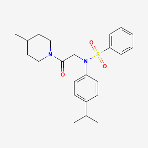 molecular formula C23H30N2O3S B3933450 N-(4-isopropylphenyl)-N-[2-(4-methyl-1-piperidinyl)-2-oxoethyl]benzenesulfonamide 