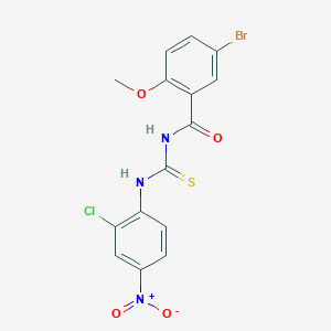 molecular formula C15H11BrClN3O4S B3933455 5-bromo-N-{[(2-chloro-4-nitrophenyl)amino]carbonothioyl}-2-methoxybenzamide 