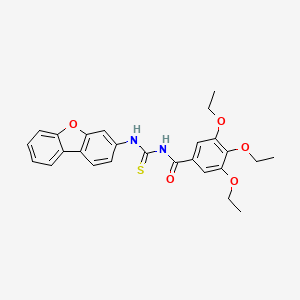 molecular formula C26H26N2O5S B3933464 N-[(dibenzo[b,d]furan-3-ylamino)carbonothioyl]-3,4,5-triethoxybenzamide 