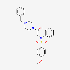 molecular formula C26H29N3O4S B3933481 N-[2-(4-benzyl-1-piperazinyl)-2-oxoethyl]-4-methoxy-N-phenylbenzenesulfonamide 