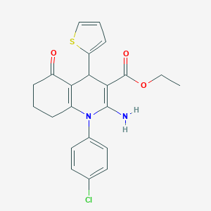 molecular formula C22H21ClN2O3S B393349 Ethyl 2-amino-1-(4-chlorophenyl)-5-oxo-4-(2-thienyl)-1,4,5,6,7,8-hexahydro-3-quinolinecarboxylate 