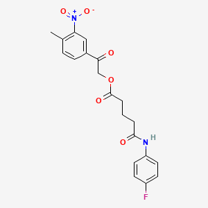 molecular formula C20H19FN2O6 B3933493 2-(4-methyl-3-nitrophenyl)-2-oxoethyl 5-[(4-fluorophenyl)amino]-5-oxopentanoate 