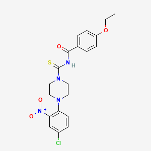 molecular formula C20H21ClN4O4S B3933521 N-{[4-(4-chloro-2-nitrophenyl)-1-piperazinyl]carbonothioyl}-4-ethoxybenzamide 