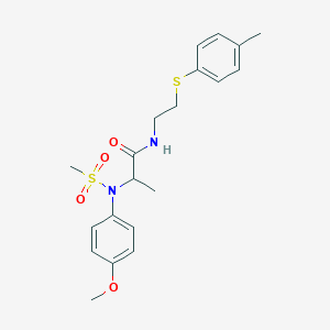 molecular formula C20H26N2O4S2 B3933557 N~2~-(4-methoxyphenyl)-N~1~-{2-[(4-methylphenyl)thio]ethyl}-N~2~-(methylsulfonyl)alaninamide 