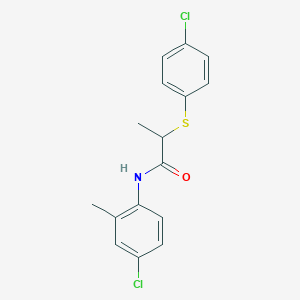 molecular formula C16H15Cl2NOS B3933566 N-(4-chloro-2-methylphenyl)-2-[(4-chlorophenyl)thio]propanamide 