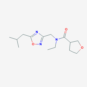 molecular formula C14H23N3O3 B3933596 N-ethyl-N-[(5-isobutyl-1,2,4-oxadiazol-3-yl)methyl]tetrahydrofuran-3-carboxamide 