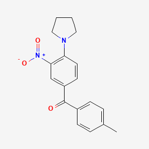 molecular formula C18H18N2O3 B3933613 (4-methylphenyl)[3-nitro-4-(1-pyrrolidinyl)phenyl]methanone 