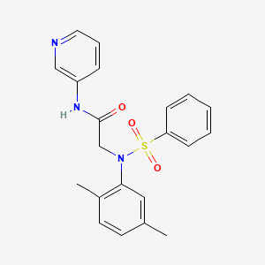molecular formula C21H21N3O3S B3933615 N~2~-(2,5-dimethylphenyl)-N~2~-(phenylsulfonyl)-N~1~-3-pyridinylglycinamide 