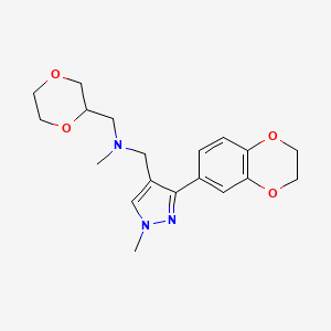 molecular formula C19H25N3O4 B3933616 1-[3-(2,3-dihydro-1,4-benzodioxin-6-yl)-1-methyl-1H-pyrazol-4-yl]-N-(1,4-dioxan-2-ylmethyl)-N-methylmethanamine 