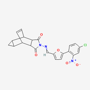 molecular formula C22H16ClN3O5 B3933631 4-({[5-(4-chloro-2-nitrophenyl)-2-furyl]methylene}amino)-4-azatetracyclo[5.3.2.0~2,6~.0~8,10~]dodec-11-ene-3,5-dione 