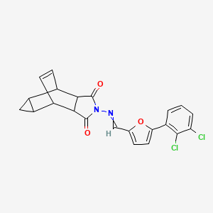 molecular formula C22H16Cl2N2O3 B3933637 4-({[5-(2,3-dichlorophenyl)-2-furyl]methylene}amino)-4-azatetracyclo[5.3.2.0~2,6~.0~8,10~]dodec-11-ene-3,5-dione 