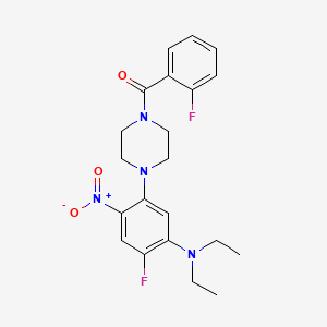 molecular formula C21H24F2N4O3 B3933647 N,N-diethyl-2-fluoro-5-[4-(2-fluorobenzoyl)-1-piperazinyl]-4-nitroaniline 