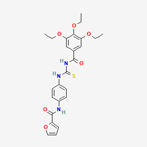 molecular formula C25H27N3O6S B3933659 N-[4-({[(3,4,5-triethoxybenzoyl)amino]carbonothioyl}amino)phenyl]-2-furamide 