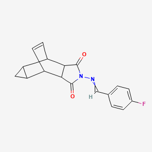 molecular formula C18H15FN2O2 B3933665 4-[(4-fluorobenzylidene)amino]-4-azatetracyclo[5.3.2.0~2,6~.0~8,10~]dodec-11-ene-3,5-dione 
