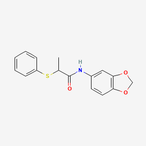 molecular formula C16H15NO3S B3933686 N-1,3-benzodioxol-5-yl-2-(phenylthio)propanamide 