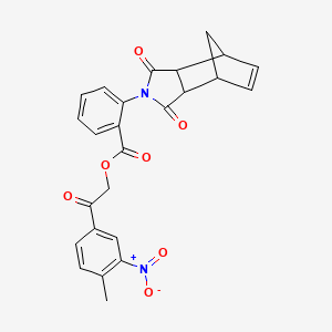 molecular formula C25H20N2O7 B3933690 2-(4-methyl-3-nitrophenyl)-2-oxoethyl 2-(3,5-dioxo-4-azatricyclo[5.2.1.0~2,6~]dec-8-en-4-yl)benzoate 