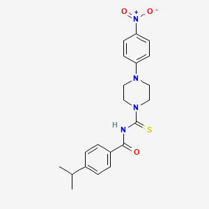 molecular formula C21H24N4O3S B3933721 4-isopropyl-N-{[4-(4-nitrophenyl)-1-piperazinyl]carbonothioyl}benzamide 