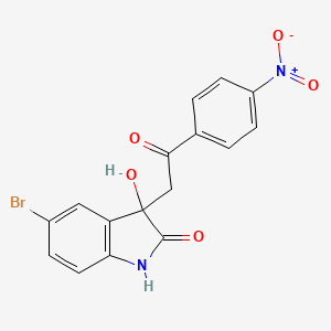 molecular formula C16H11BrN2O5 B3933764 5-bromo-3-hydroxy-3-[2-(4-nitrophenyl)-2-oxoethyl]-1,3-dihydro-2H-indol-2-one 