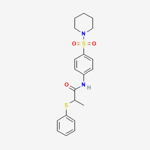 molecular formula C20H24N2O3S2 B3933765 2-(phenylthio)-N-[4-(1-piperidinylsulfonyl)phenyl]propanamide 