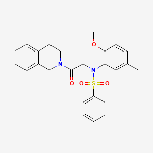 molecular formula C25H26N2O4S B3933781 N-[2-(3,4-dihydro-2(1H)-isoquinolinyl)-2-oxoethyl]-N-(2-methoxy-5-methylphenyl)benzenesulfonamide 