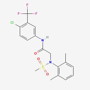 molecular formula C18H18ClF3N2O3S B3933792 N~1~-[4-chloro-3-(trifluoromethyl)phenyl]-N~2~-(2,6-dimethylphenyl)-N~2~-(methylsulfonyl)glycinamide 