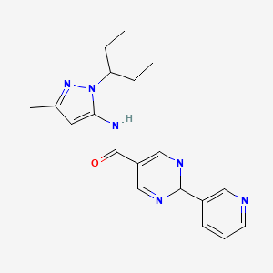 molecular formula C19H22N6O B3933794 N-[1-(1-ethylpropyl)-3-methyl-1H-pyrazol-5-yl]-2-pyridin-3-ylpyrimidine-5-carboxamide 