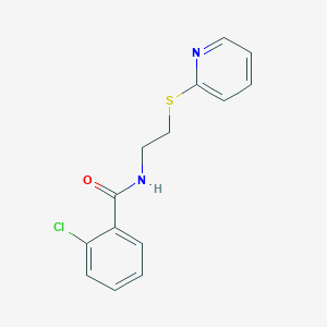 molecular formula C14H13ClN2OS B3933796 2-chloro-N-[2-(2-pyridinylthio)ethyl]benzamide 