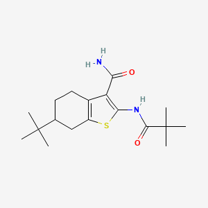 molecular formula C18H28N2O2S B3933797 6-tert-butyl-2-[(2,2-dimethylpropanoyl)amino]-4,5,6,7-tetrahydro-1-benzothiophene-3-carboxamide 