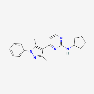molecular formula C20H23N5 B3933897 N-cyclopentyl-4-(3,5-dimethyl-1-phenyl-1H-pyrazol-4-yl)pyrimidin-2-amine 